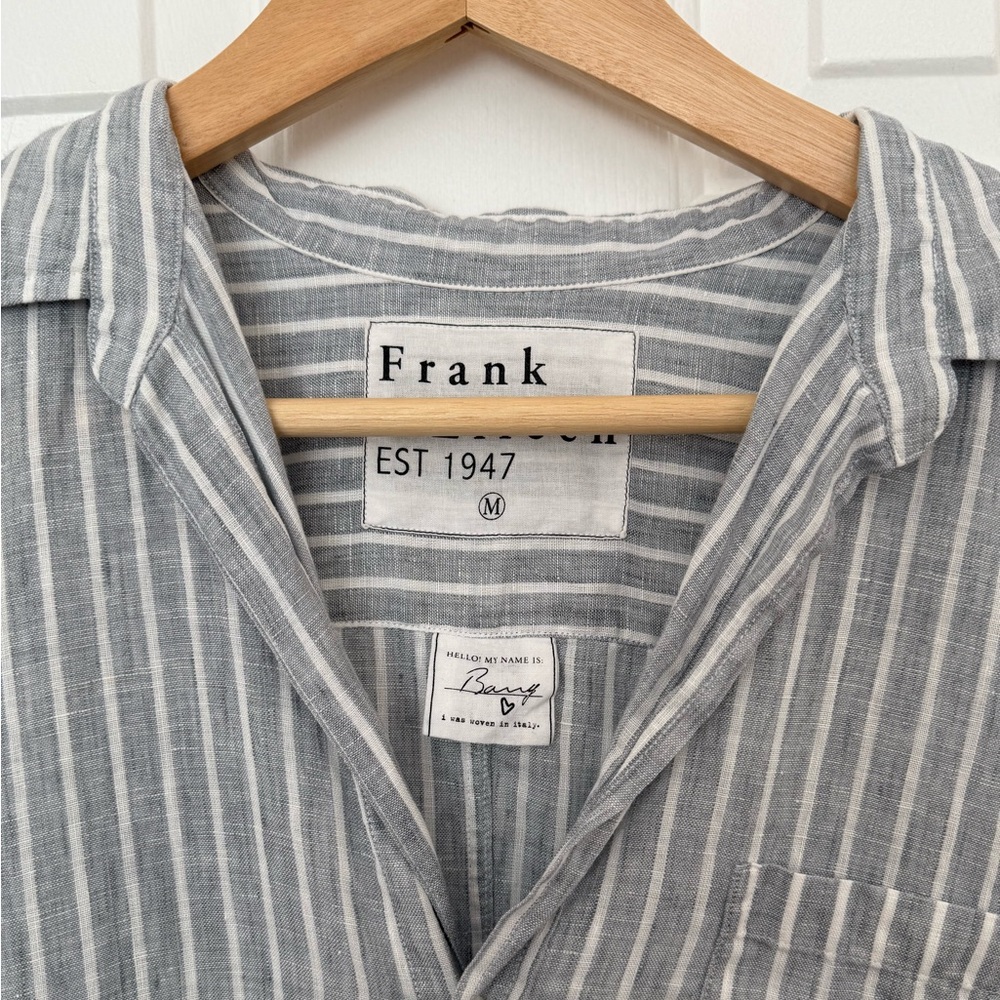 Frank & Eileen | Barry Shirt | Size M | 100% Linen | Grey / White stripe - Picture 2 of 11